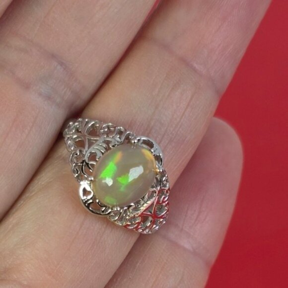 925 Sterling Silver Ring with Natural Chocolate Opal 0.8x1cm - Picture 6 of 13